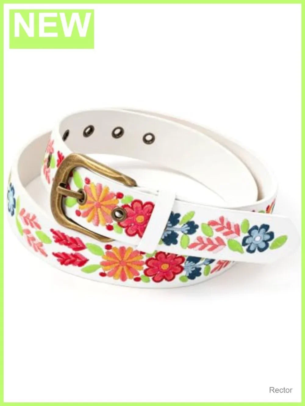 Embroidered Faux Leather Floral Belt for Women Dresses